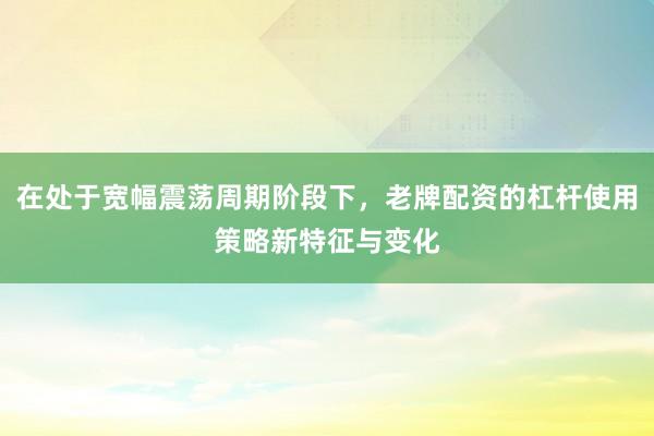 在处于宽幅震荡周期阶段下,老牌配资的杠杆使用策略新特征与变化