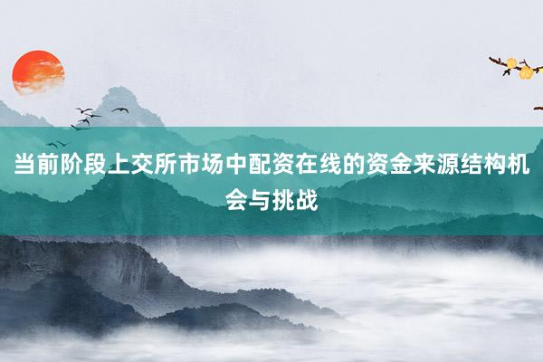 当前阶段上交所市场中配资在线的资金来源结构机会与挑战
