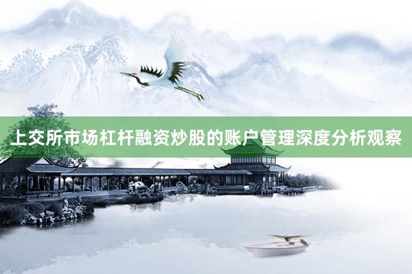 上交所市场杠杆融资炒股的账户管理深度分析观察
