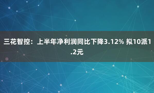 三花智控:上半年净利润同比下降3.12% 拟10派1.2元