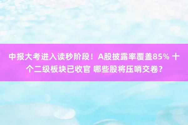 中报大考进入读秒阶段！A股披露率覆盖85% 十个二级板块已收官 哪些股将压哨交卷？