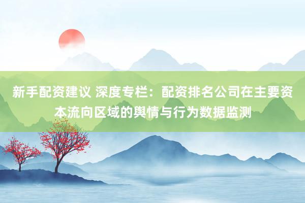 新手配资建议 深度专栏：配资排名公司在主要资本流向区域的舆情与行为数据监测