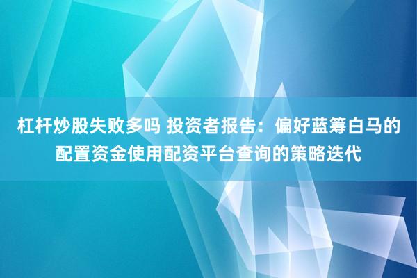 杠杆炒股失败多吗 投资者报告：偏好蓝筹白马的配置资金使用配资平台查询的策略迭代
