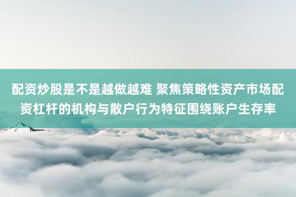 配资炒股是不是越做越难 聚焦策略性资产市场配资杠杆的机构与散户行为特征围绕账户生存率