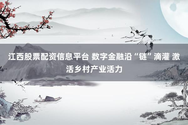 江西股票配资信息平台 数字金融沿“链”滴灌 激活乡村产业活力