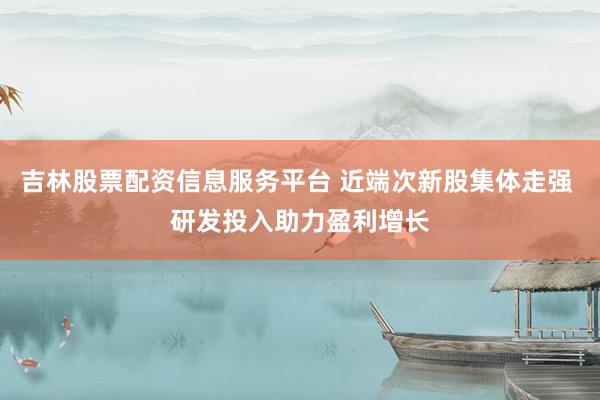 吉林股票配资信息服务平台 近端次新股集体走强 研发投入助力盈利增长