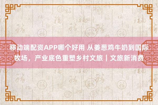 移动端配资APP哪个好用 从姜葱鸡牛奶到国际牧场，产业底色重塑乡村文旅｜文旅新消费
